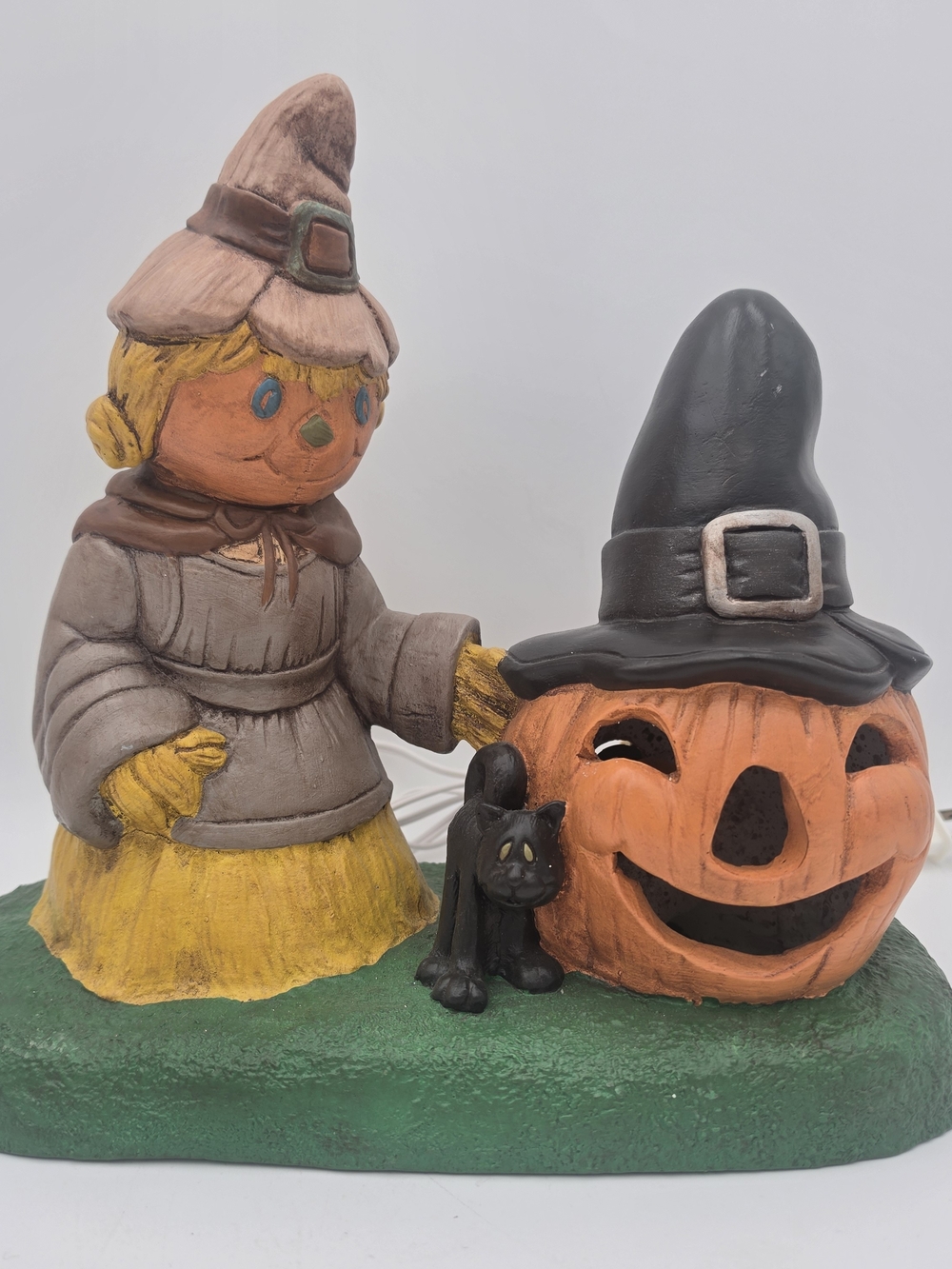 Halloween Scarecrow & Pumpkin Light‑Up Figurine
